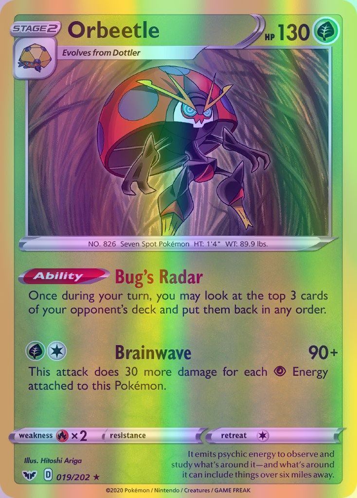 Orbeetle - 019/202 (SWSH01) Rare - Near Mint Reverse Holofoil