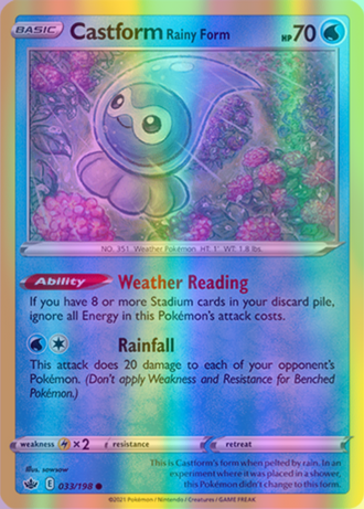 Castform Rainy Form - 033/198 (SWSH06) Common - Near Mint Reverse Holofoil