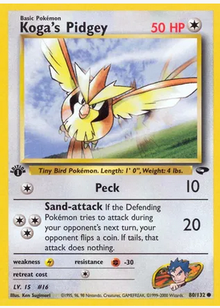 Koga's Pidgey - 080/132 (G2) Uncommon - Near Mint 1st Edition