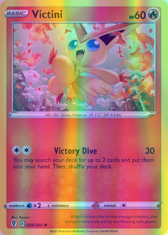 Victini - 020/203 (SWSH07) Holo Rare - Near Mint Reverse Holofoil