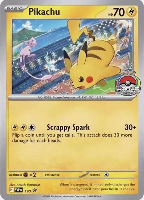 Pikachu (Worlds Championship 2024) - 190 (SVP) Promo - Near Mint Holofoil