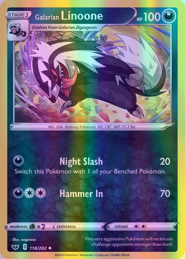 Galarian Linoone - 118/202 (SWSH01) Uncommon - Near Mint Reverse Holofoil