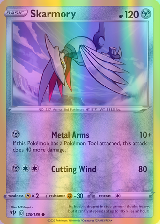 Skarmory - 120/189 (SWSH03) Common - Near Mint Reverse Holofoil