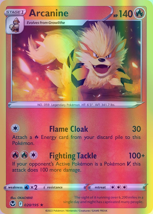 Arcanine - 020/195 (SWSH12) Rare - Near Mint Reverse Holofoil