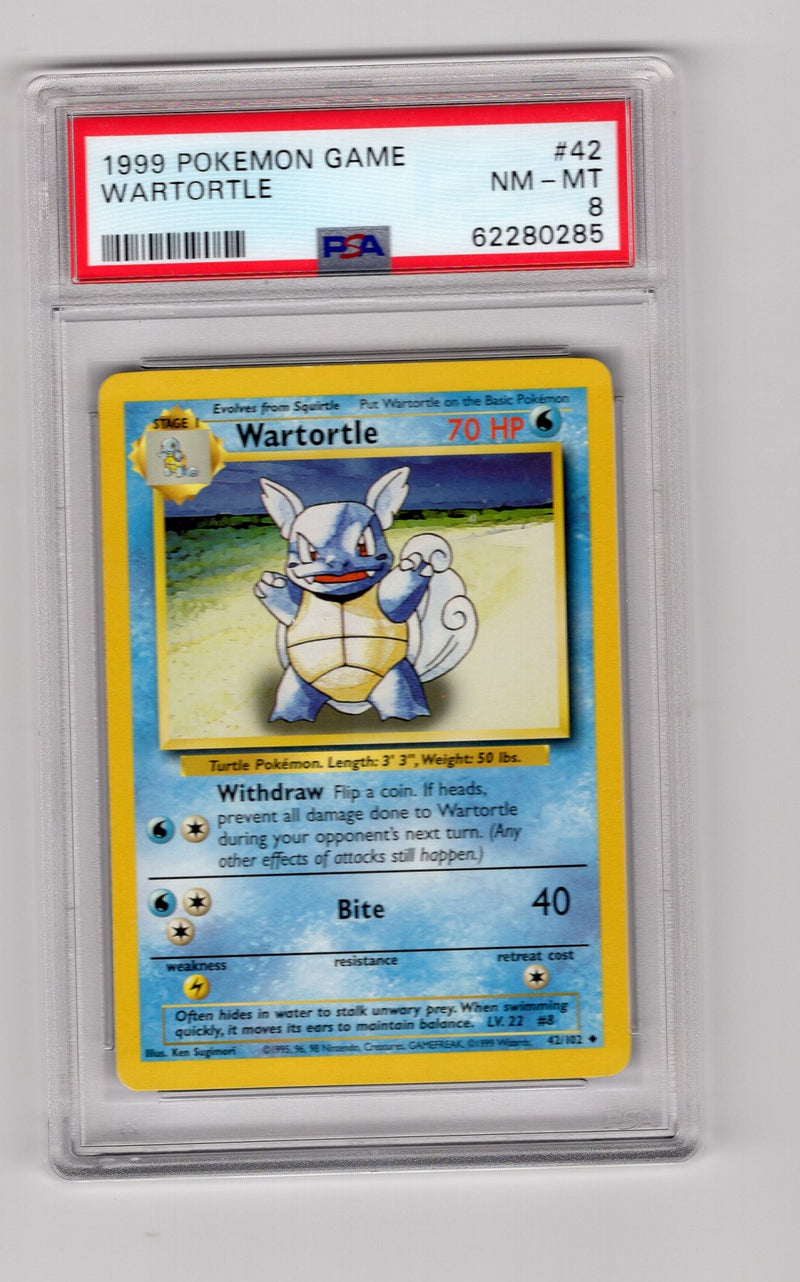 Wartortle - 042/102 (BS) Uncommon - Unlimited Near Mint (Graded - PSA 8)