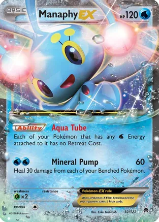 Manaphy EX - 032/122 (BKP) Ultra Rare - Light Play Holofoil