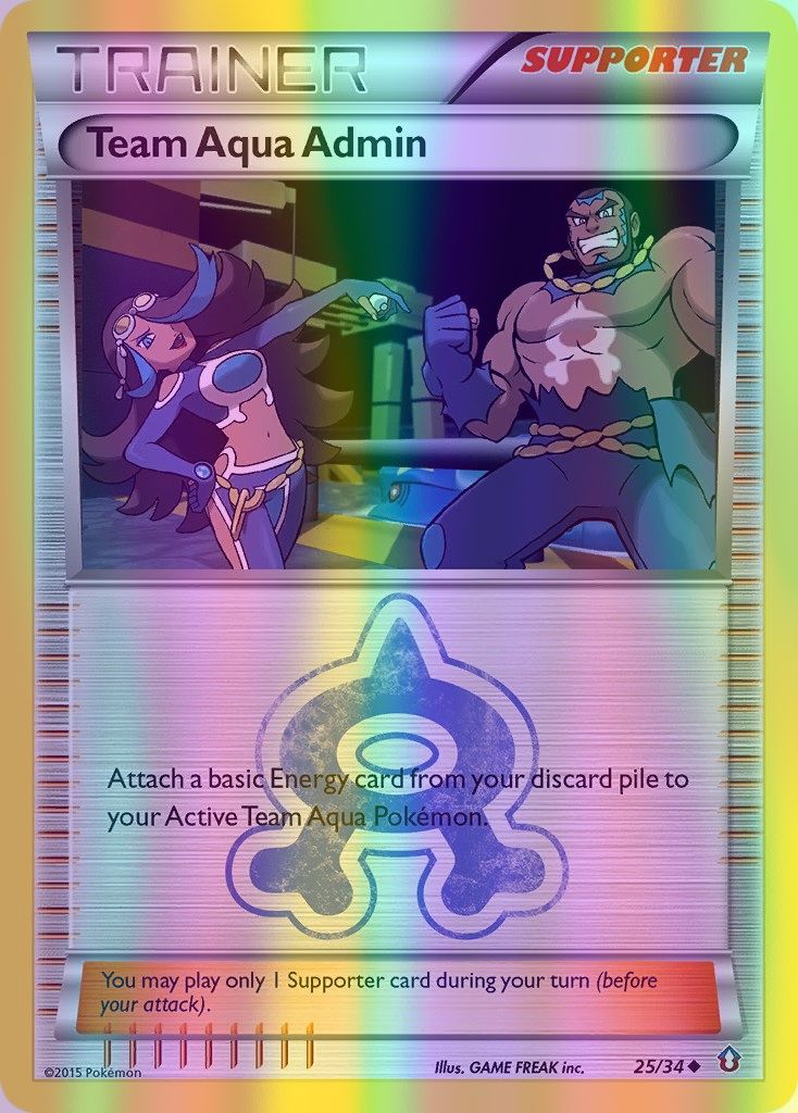 Team Aqua Admin - 025/034 (DCR) Uncommon - Near Mint Reverse Holofoil