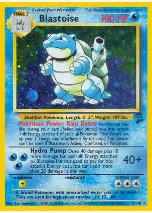 Blastoise - 002/130 (BS2) Holo Rare -Light Play Holofoil