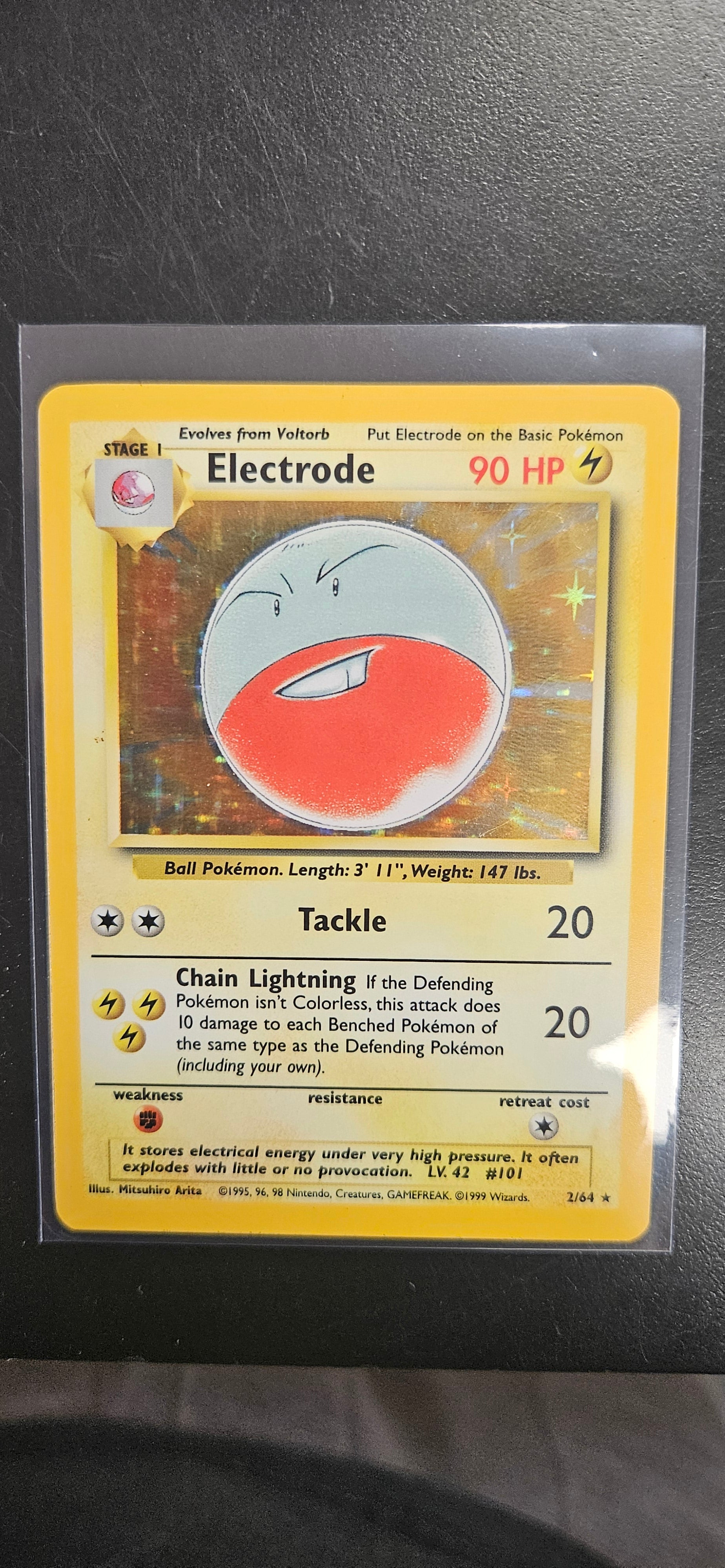 Electrode  - 02/64 (JU) Holo Foil -Moderately Played Unlimited - ERROR CARD - JUNGLE WITH NO STAMP