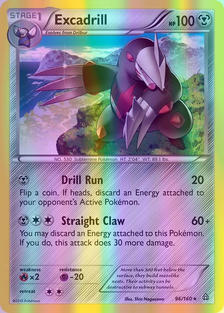 Excadrill - 096/160 (PRC) Rare - Near Mint Reverse Holofoil
