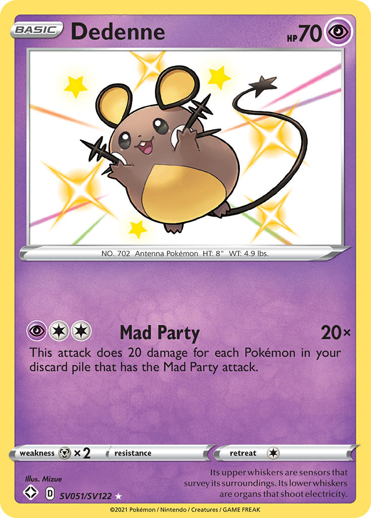 Dedenne - SV051/SV122 (SHF:SV) Shiny Holo Rare - Near Mint Holofoil