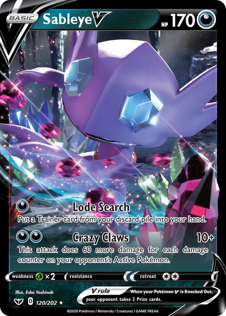 Sableye V - 120/202 (SWSH01) Ultra Rare - Near Mint Holofoil