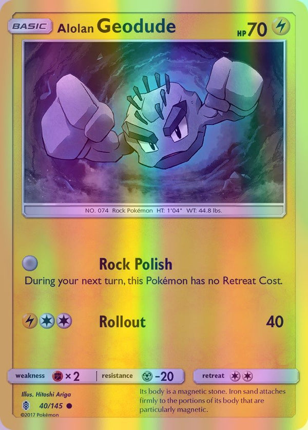 Alolan Geodude - 040/145 (SM:GRI) Common - Near Mint Reverse Holofoil