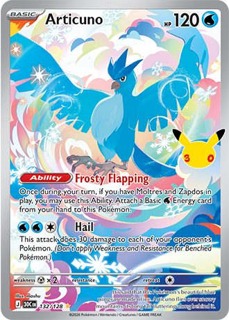 Articuno - 132/128 (30C) Illustration Rare
