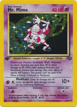 Mr. Mime  - 06/64 (JU) Holo Rare - Near Mint 1st Edition Holofoil