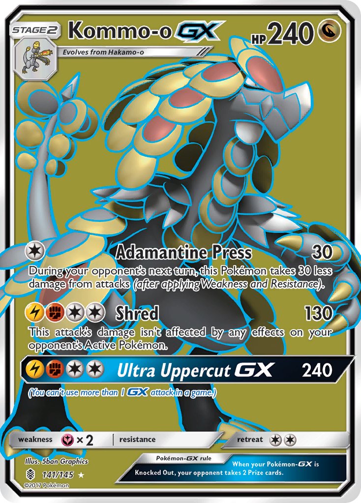 Kommo-o GX (Full Art) - 141/145 (SM:GRI) Ultra Rare - Near Mint Holofoil