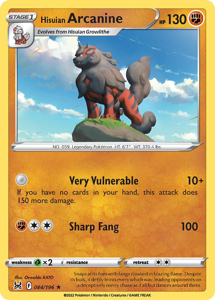 Hisuian Arcanine - 084/196 (SWSH11) Holo Rare - Near Mint Holofoil