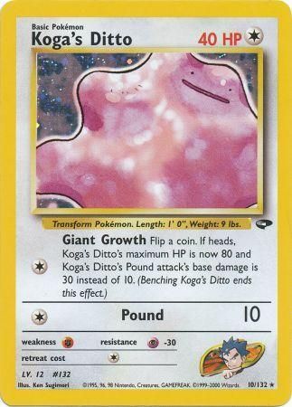 Koga's Ditto - 10/132 (G2) Holo Rare - Damaged Unlimited Holofoil