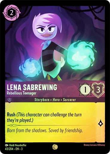 Lena Sabrewing - Rebellious Teenager (Into the Inklands 043/204) Common - Near Mint Cold Foil