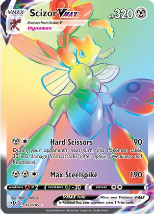 Scizor VMAX (Secret) - 193/189 (SWSH03) Secret Rare - Near Mint Holofoil