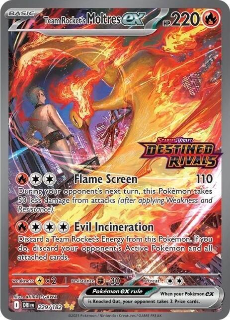 Team Rocket's Moltres ex - 229/182 (DRI) Special Illustration Rare Normal Near Mint - Destined Rivals Stamped