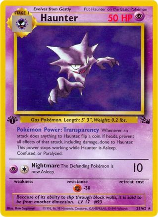 Haunter - 21/62 (FO) Rare - Light Play 1st Edition