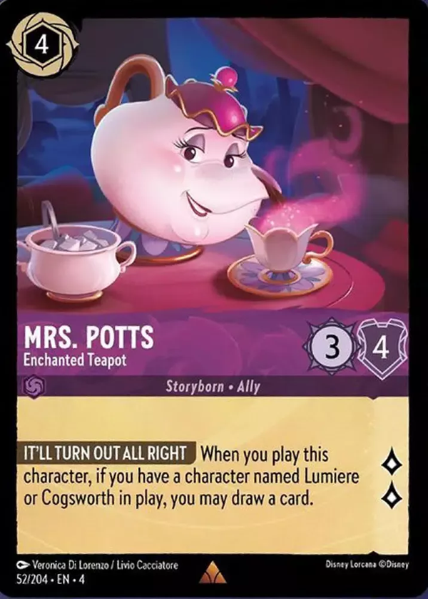 Mrs. Potts - Enchanted Teapot (Ursula's Return 052/204) Rare - Near Mint