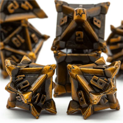 Warrior's Flail: Golden - Metal RPG Dice Set