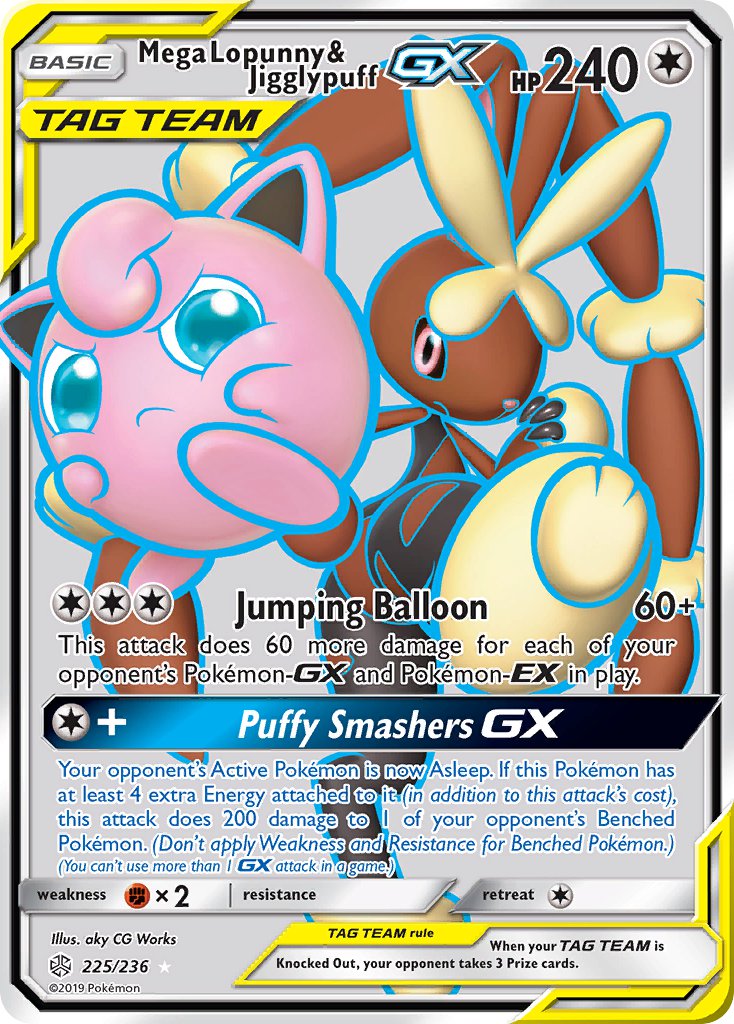Mega Lopunny & Jigglypuff GX (Full Art) - 225/236 (CEC) Ultra Rare - Near Mint Holofoil
