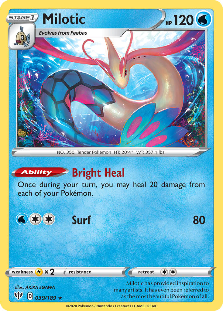 Milotic - 039/189 (SWSH03) Holo Rare - Near Mint Holofoil