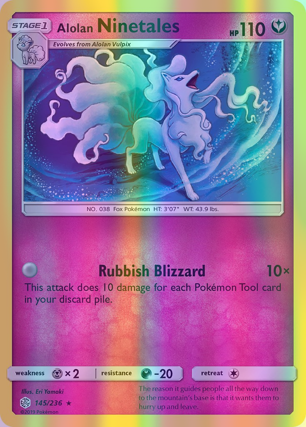 Alolan Ninetales - 145/236 (CEC) Holo Rare - Near Mint Reverse Holofoil