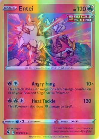 Entei - 019/203 (SWSH07) Holo Rare - Near Mint Reverse Holofoil