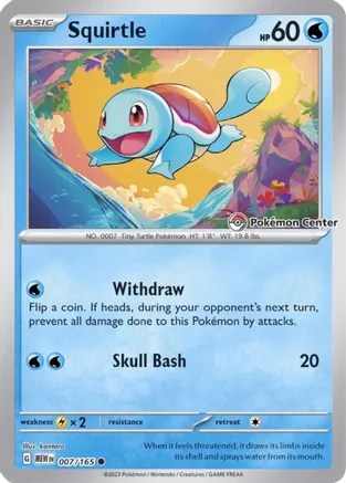 Squirtle  (Pokemon Center Exclusive) - 007/165 (SVP) Common - Near Mint Reverse Holofoil