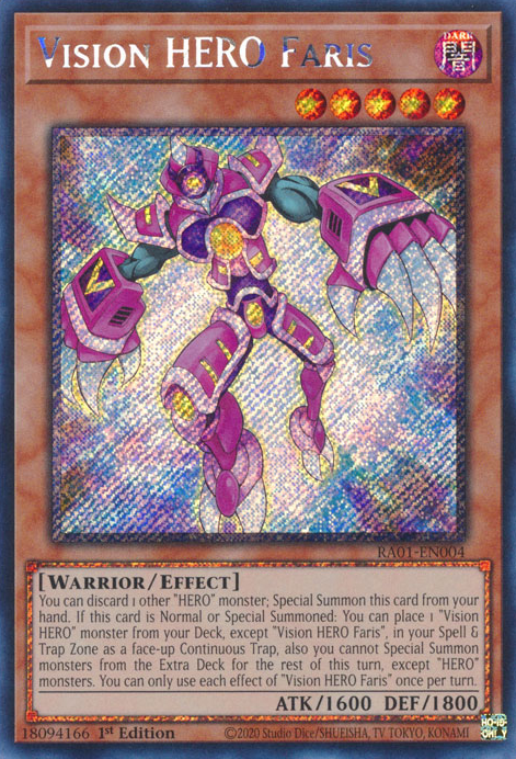 Vision HERO Faris (RA01-EN004) Platinum Secret Rare - Near Mint 1st Edition