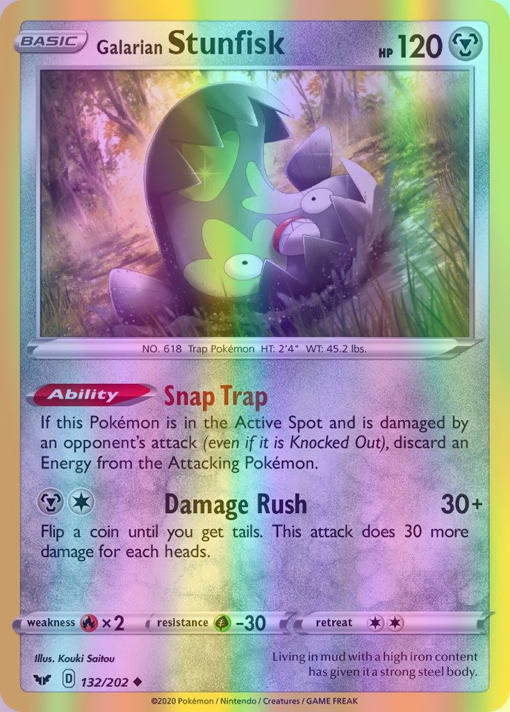 Galarian Stunfisk - 132/202 (SWSH01) Uncommon - Near Mint Reverse Holofoil