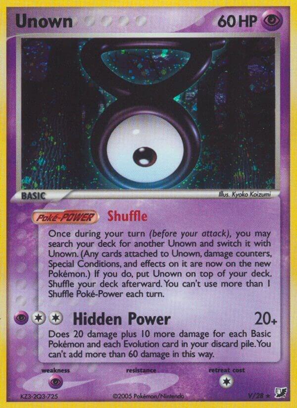 Unown (V) - V/28 (UF) Holo Rare - Light Play Holofoil