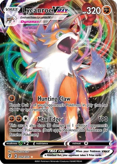 Lycanroc VMAX - 092/203 (SWSH07) Ultra Rare - Near Mint Holofoil