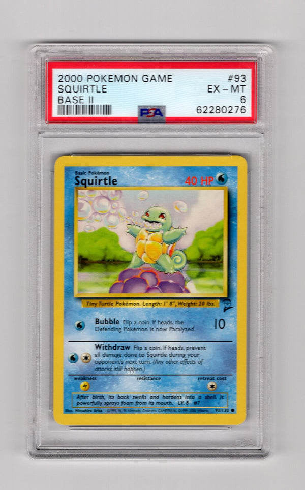 Squirtle - 093/130 (BS2) Common - Moderate Play (Graded - PSA 6)