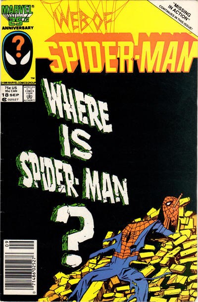 Web Of Spider-Man (1985 Series) #18 (9.4) 1st cameo app of Eddie Brock (Hand Only)