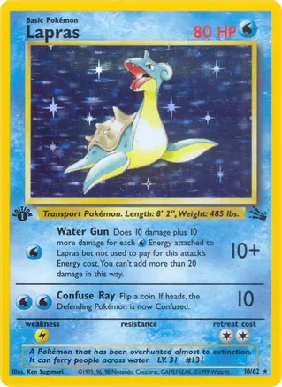 Lapras - 10/62 (FO) Holo Rare - Moderate Play Unlimited Holofoil