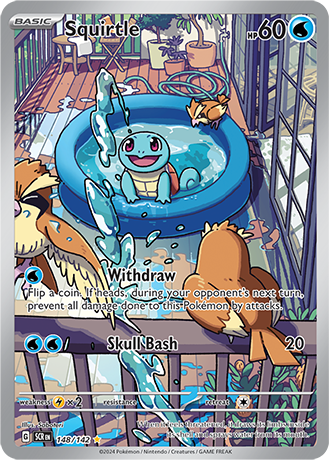 Squirtle - 148/142 (SCR) Illustration Rare - Near Mint Holo