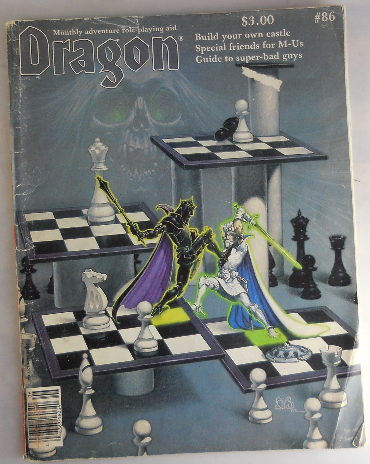 Dragon Magazine #86 (USED) Eighth anniversary issue. Second Denis Beauvais chess-series cover. "Great Stoney Castle" insert.