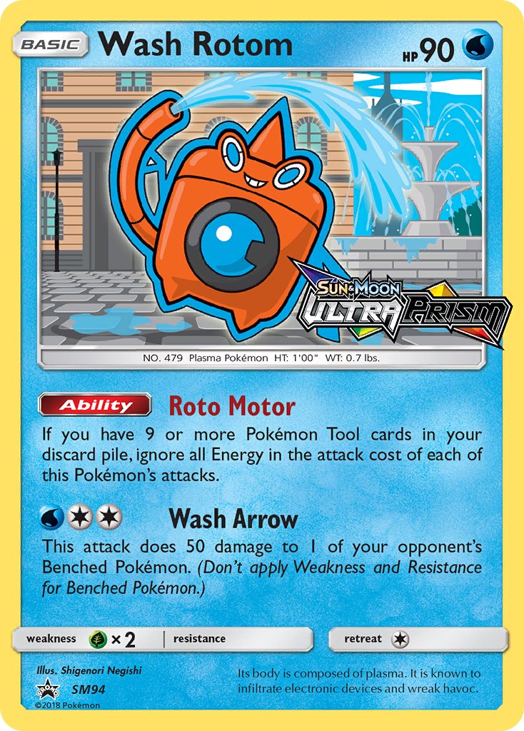 Wash Rotom (Prerelease) - SM94 (SM:PR) Promo - Near Mint Holofoil