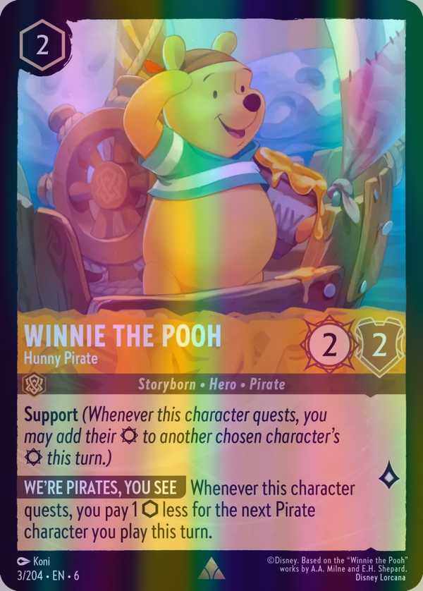 Winnie the Pooh - Hunny Pirate (Azurite Sea 003/204) Rare - Near Mint Cold Foil