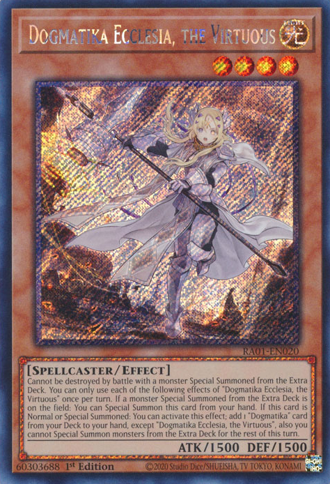 Dogmatika Ecclesia, the Virtuous (RA01-EN020) Platinum Secret Rare - Near Mint 1st Edition