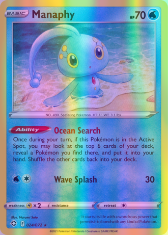 Manaphy - 024/072 (SHF) Rare - Near Mint Reverse Holofoil