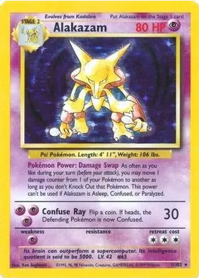 Alakazam - 001/102 (BSS) Holo Rare - Light Play Unlimited Holofoil