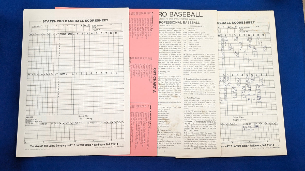 Avalon Hill: Sports Illustrated: Statis Pro Baseball (USED) Punched but Complete