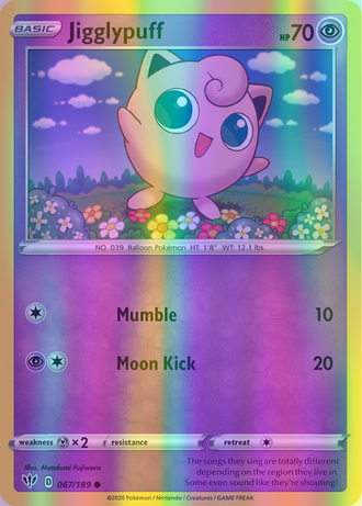 Jigglypuff - 067/189 (SWSH03) Common - Near Mint Reverse Holofoil