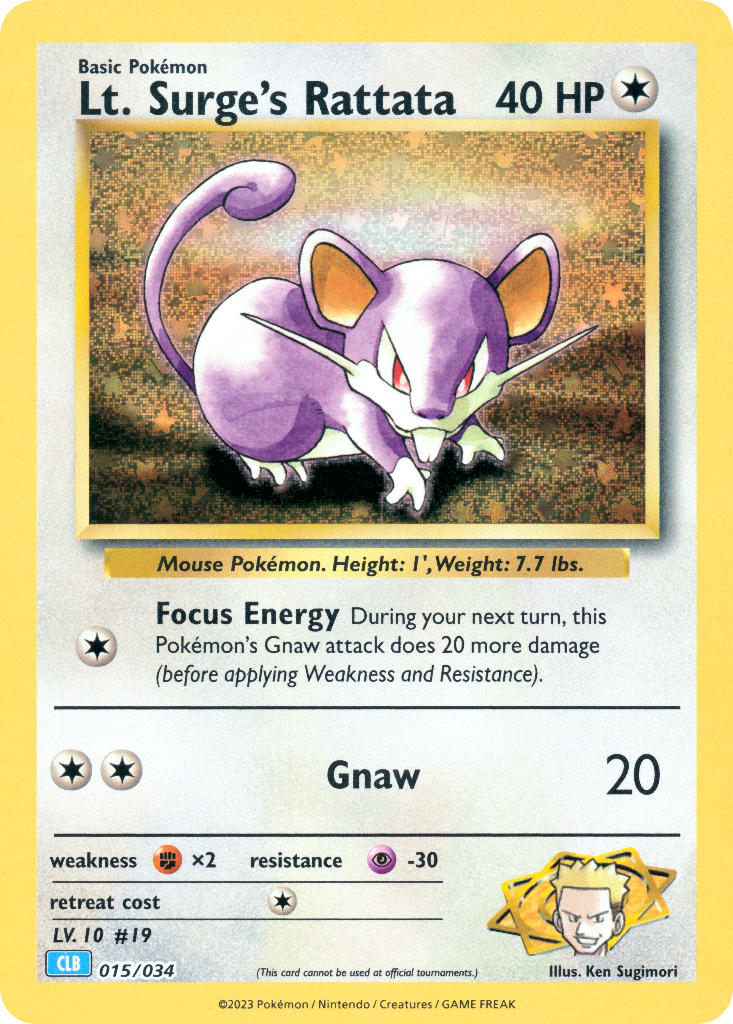 Lt. Surge's Rattata - 015/034 (TCG:CLB) Classic Collection - Near Mint Holofoil